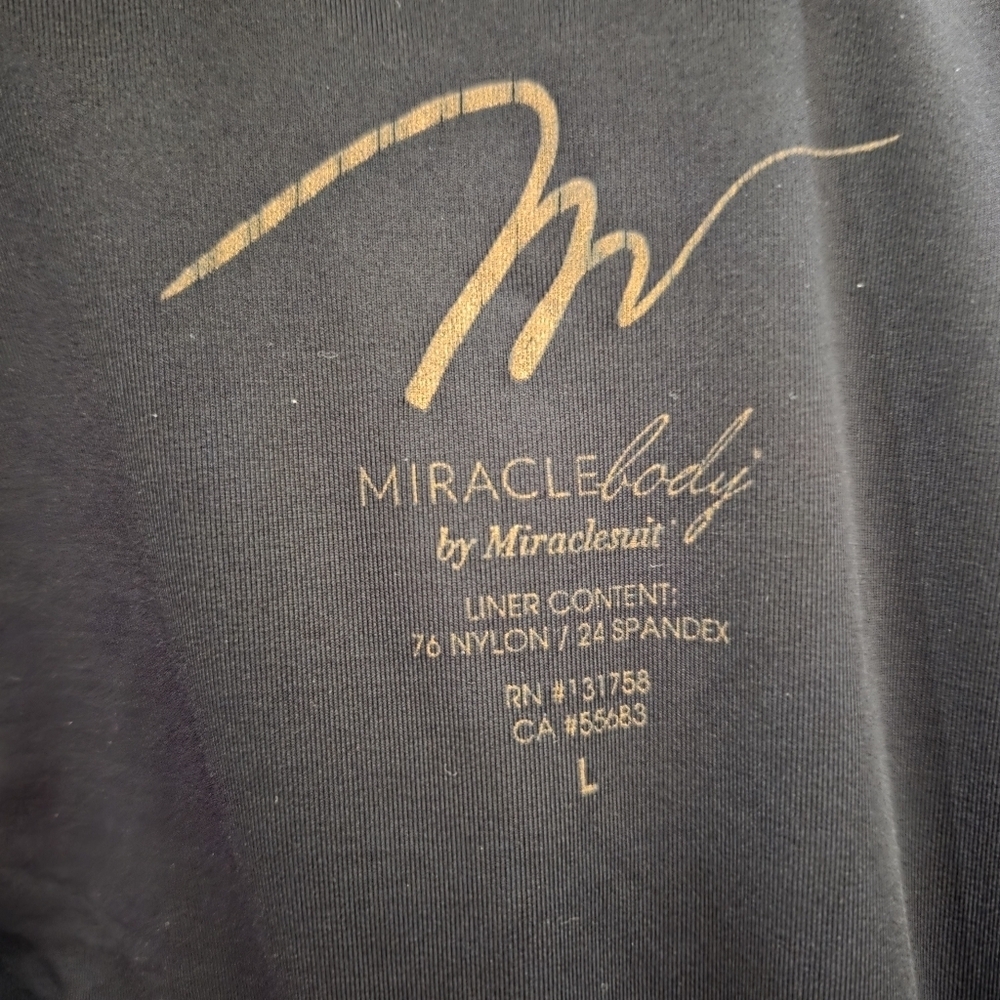 Miracle Body By MiracleSuit Black and Gold Sheath Dress V-Neck 3/4 Sleeve Size L - Picture 6 of 6